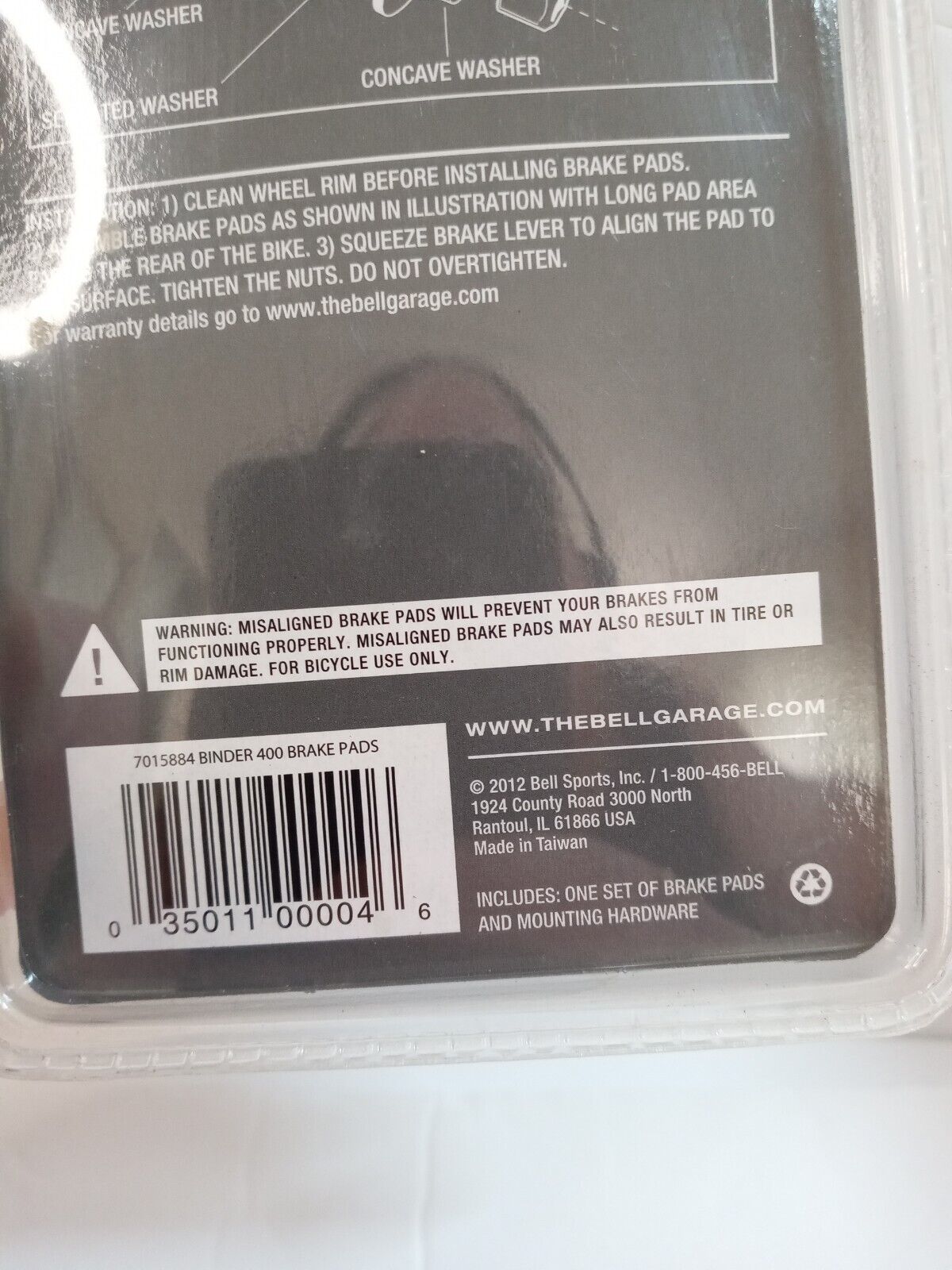 Bell Binder 400 PREMIUM STANDARD BIKE BRAKE PADS (1 Pair) Brand New - Fresh Stock Dated February 2026