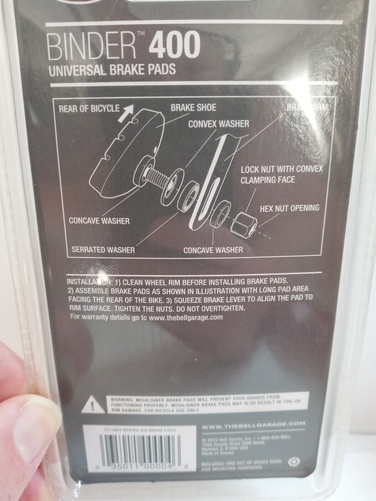 Bell Binder 400 PREMIUM STANDARD BIKE BRAKE PADS (1 Pair) Brand New - Fresh Stock Dated February 2026