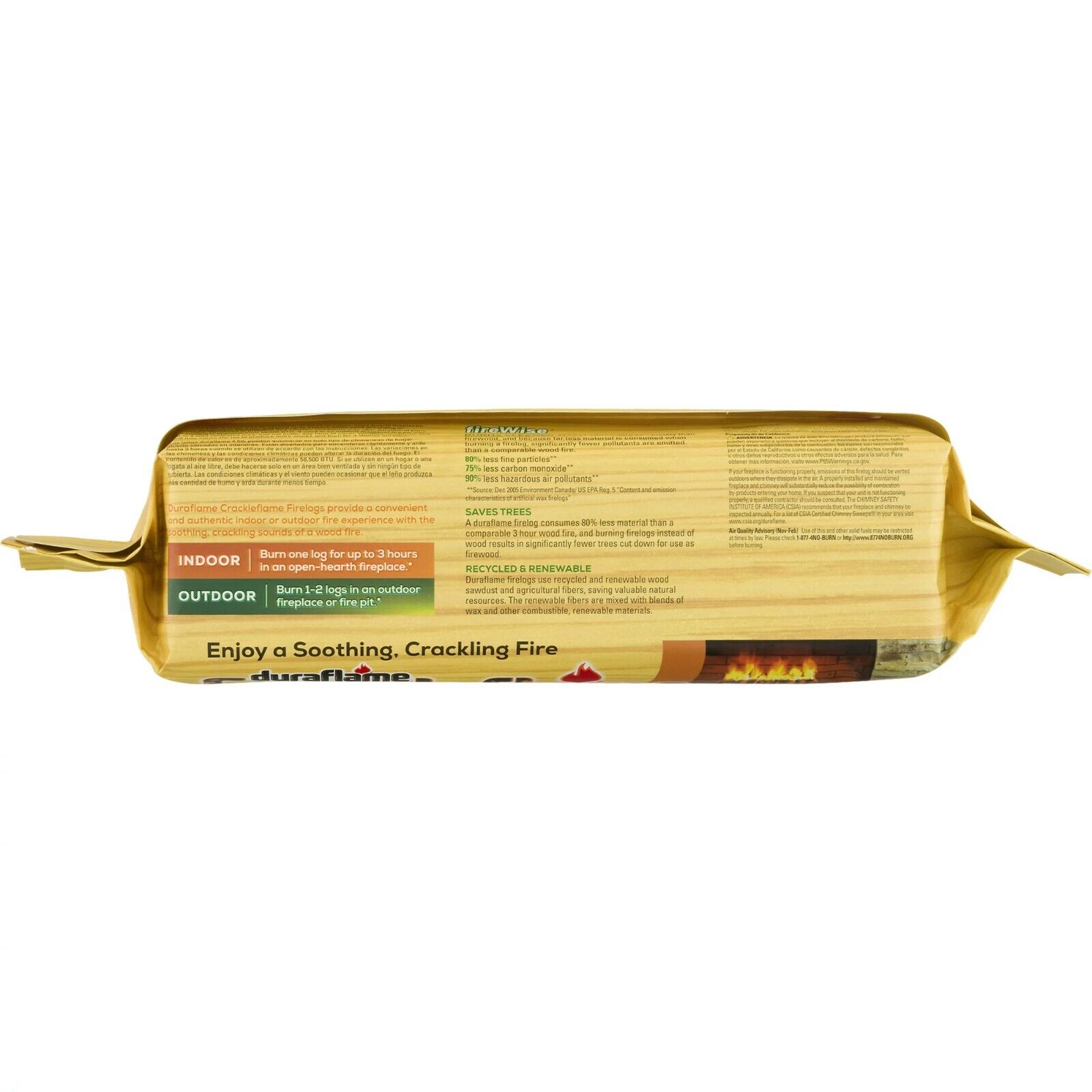 Duraflame Crackleflame 4.5lb Firelogs, 3 Hour Burn, 4-Pk Case Free & Fast Ship - Fresh Stock Dated December 2025
