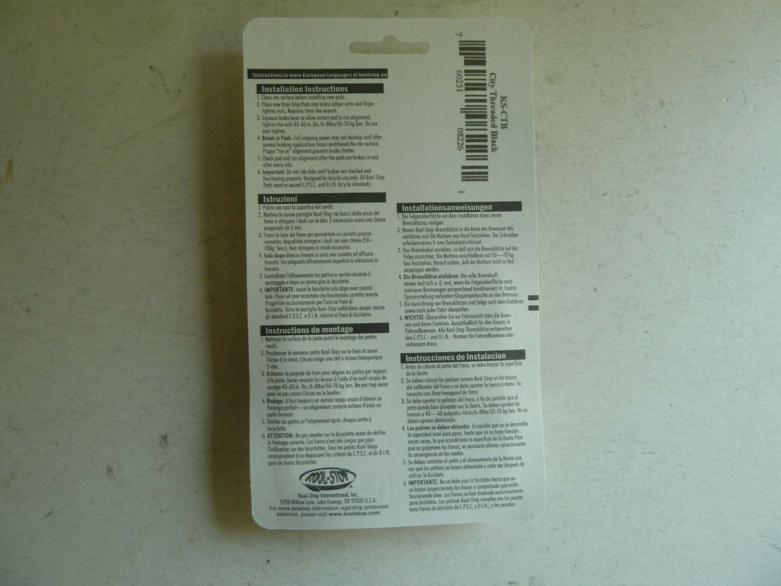 Kool Stop City brake pads, threaded mount, black compound - Fresh Stock Dated February 2026