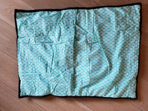 PB Teen Teal Lime Green Grey Black Quilted Reversible Pillow Sham 26x20