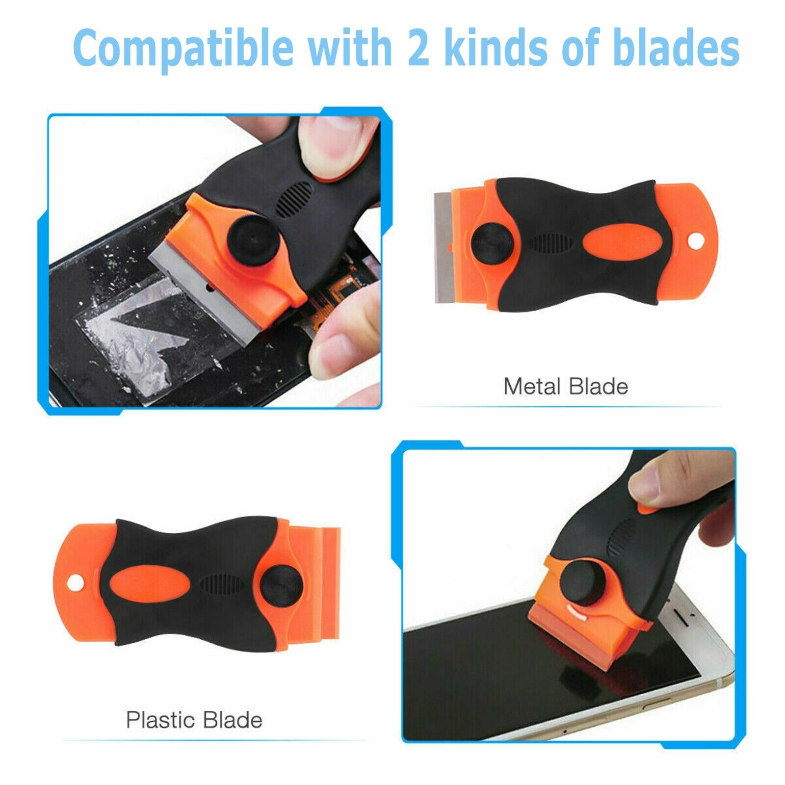 100 Pcs Plastic Razor Blades + 2 Razor Scraper Double Edged Sticker Removal Tool - Fresh Stock Dated February 2026