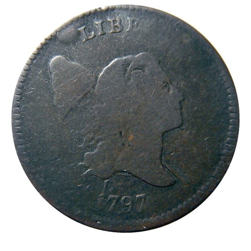 Half cent/penny 1797 Cohen 1 collector coin late die state cracks/swells - Fresh Stock Dated February 2026
