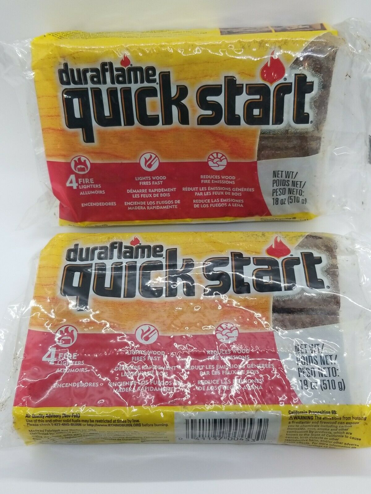 2 Packs of DURAFLAME Quick Start Firelighters 24 OZ. (4 Logs Per Pack) - Fresh Stock Dated December 2025