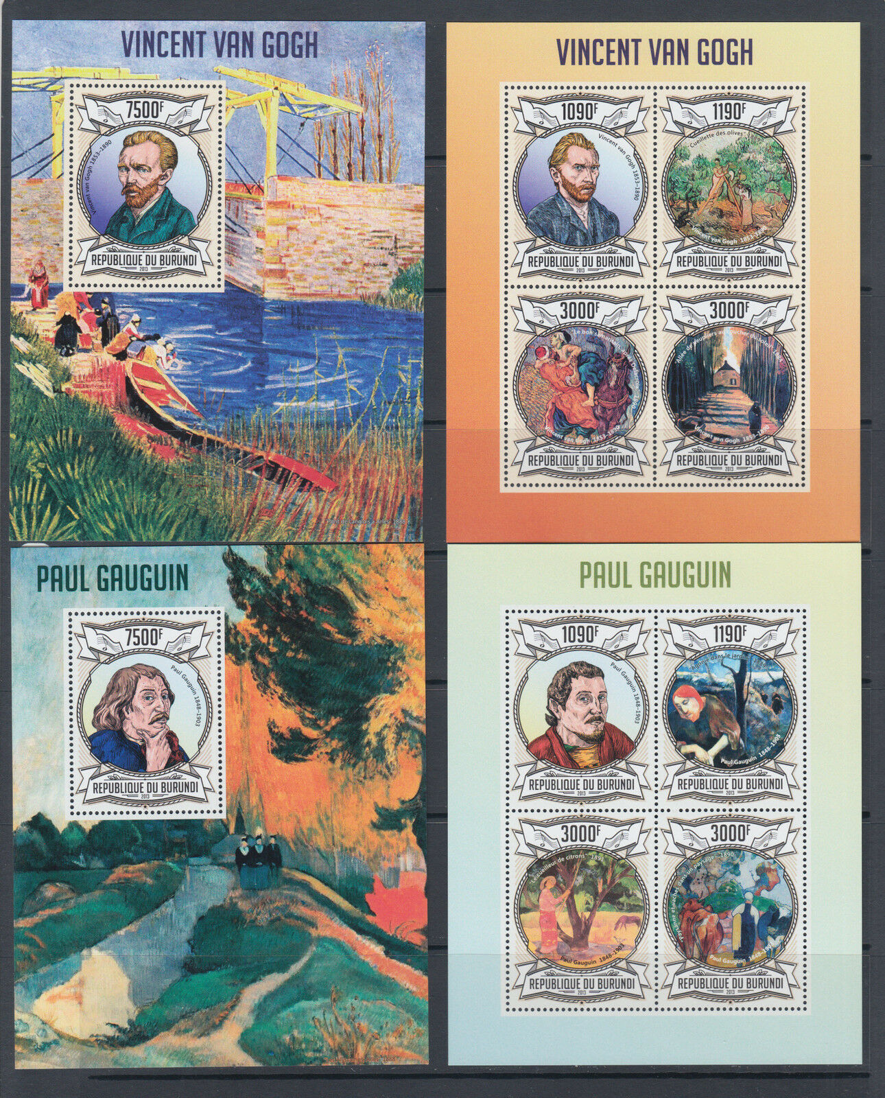Burundi Sc 1291-1340 MNH. 2013 Artists, Actors & Musicians, cplt set of 50 s/s - Fresh Stock Dated January 2026