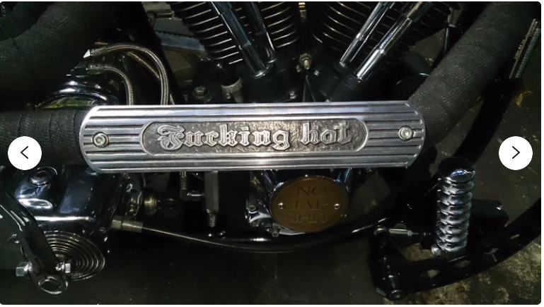 Motorcycle Exhaust heat shield F**g Hot Fit Triumph,harley,indian Chopper bobber - Fresh Stock Dated February 2026