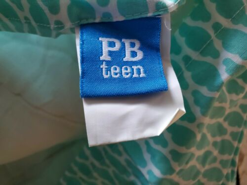 PB Teen Teal Lime Green Grey Black Quilted Reversible Pillow Sham 26x20