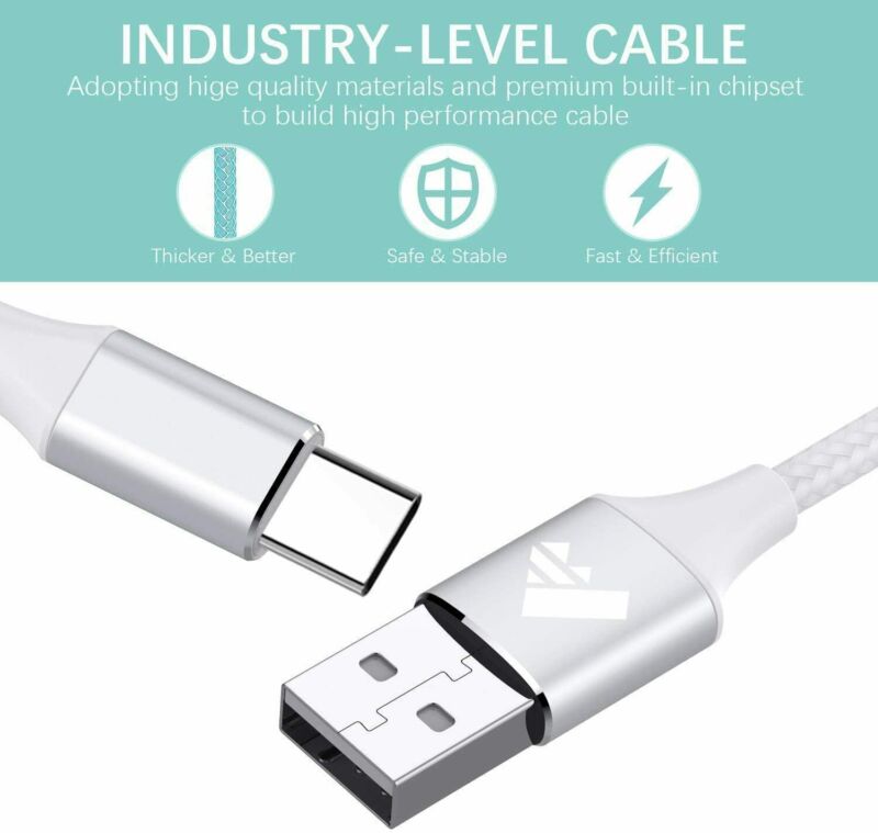 USB C Cable 3 Pack 6ft 5G Phone Charging Cord Braided Type C Charger... - Fresh Stock Dated February 2026