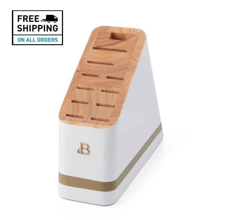 Beautiful 12-piece Kitchen Knife Block Set in White - Fresh Stock Dated December 2025