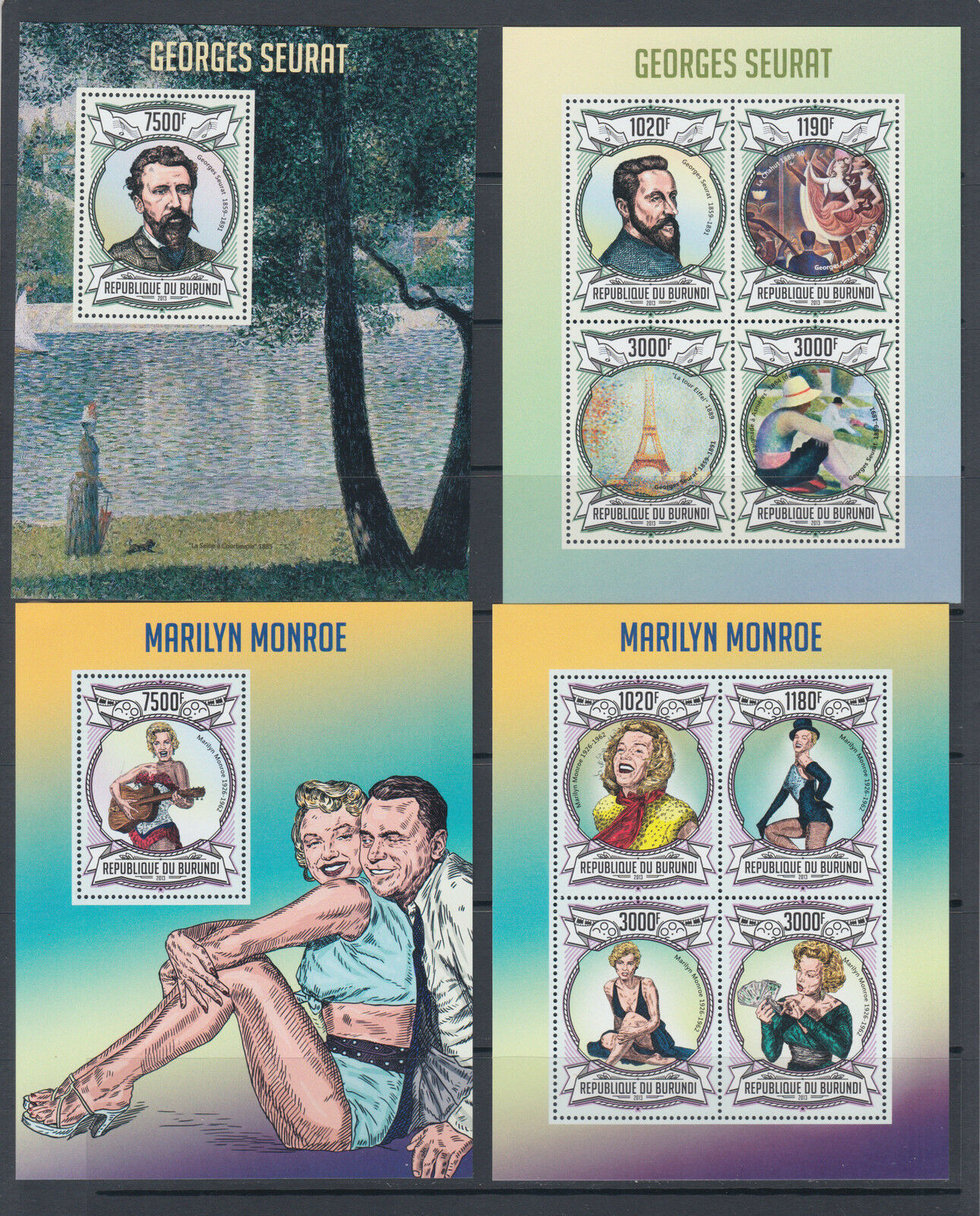 Burundi Sc 1291-1340 MNH. 2013 Artists, Actors & Musicians, cplt set of 50 s/s - Fresh Stock Dated January 2026