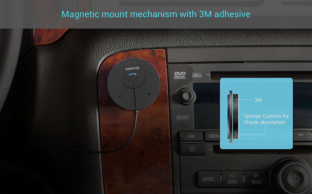 Kinivo BTC480 Bluetooth Hands-Free Car Kit Aux Input Jack 3.5 mm Magnetic Mount - Fresh Stock Dated December 2025