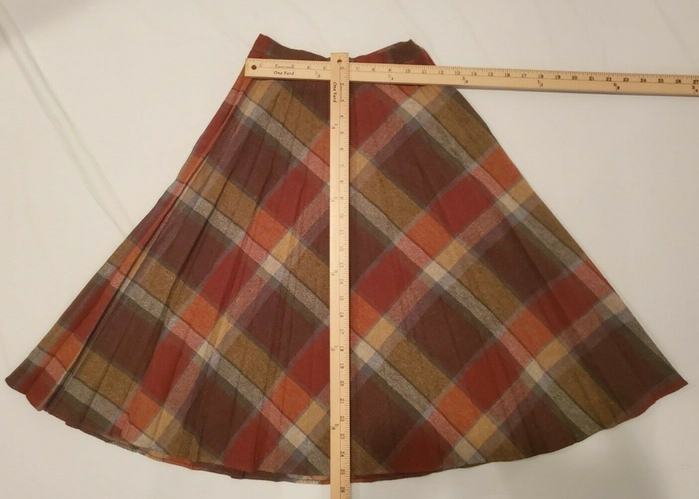 1970's Vintage Women's Plaid Pleated Flair Wool Skirt Size 5-6 - Fresh Stock Dated March 2026