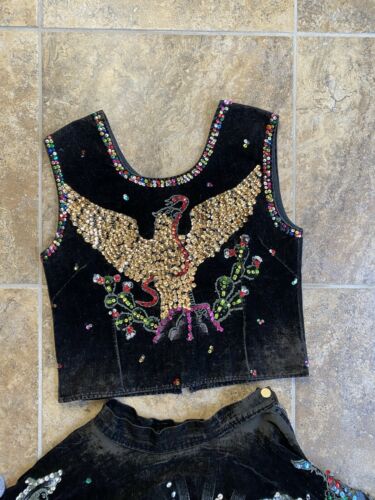 Vintage 1950s hand painted and sequined Mexican velvet 2 piece dress - Fresh Stock Dated March 2026