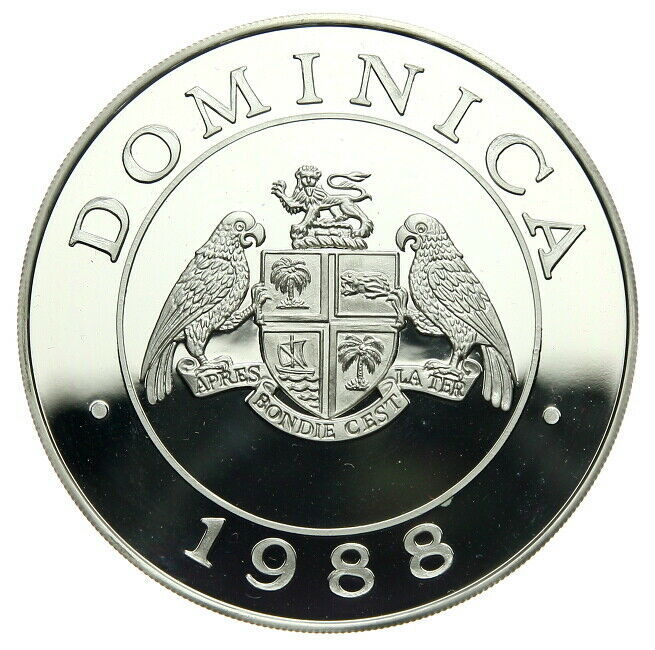 Parrots, Dominica, 100 Dollars, 1988, 5 oz. silver .999 - Fresh Stock Dated December 2025