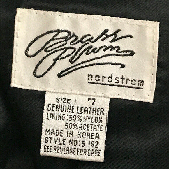 Vintage Brass Plum Black Leather Mini Skirt Sz 7 High Waisted Moto Paneling 80s - Fresh Stock Dated February 2026