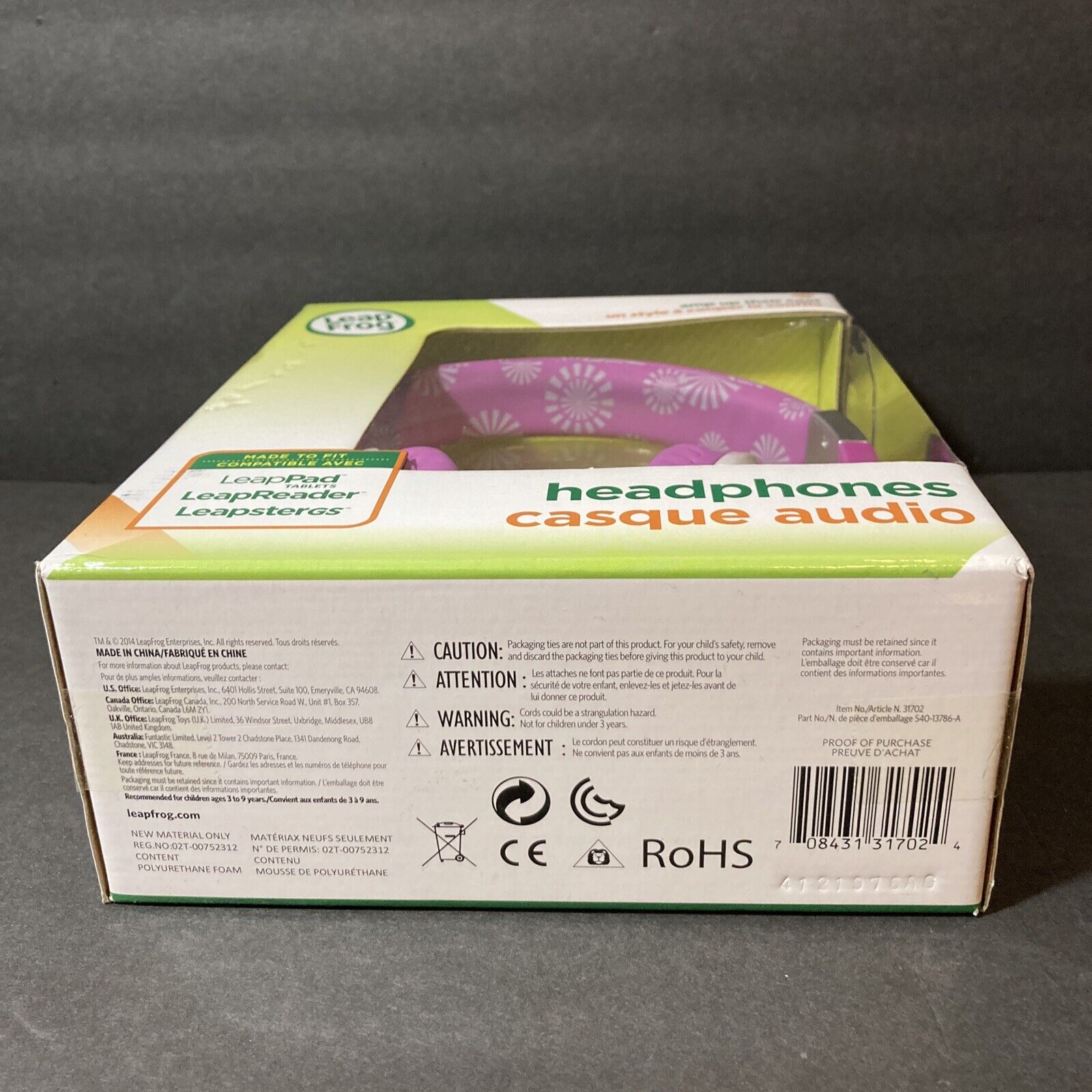 NEW LeapFrog Padded Headphones for LeapPad 2 3 Tablets LeapReader Leapster GS - Fresh Stock Dated February 2026