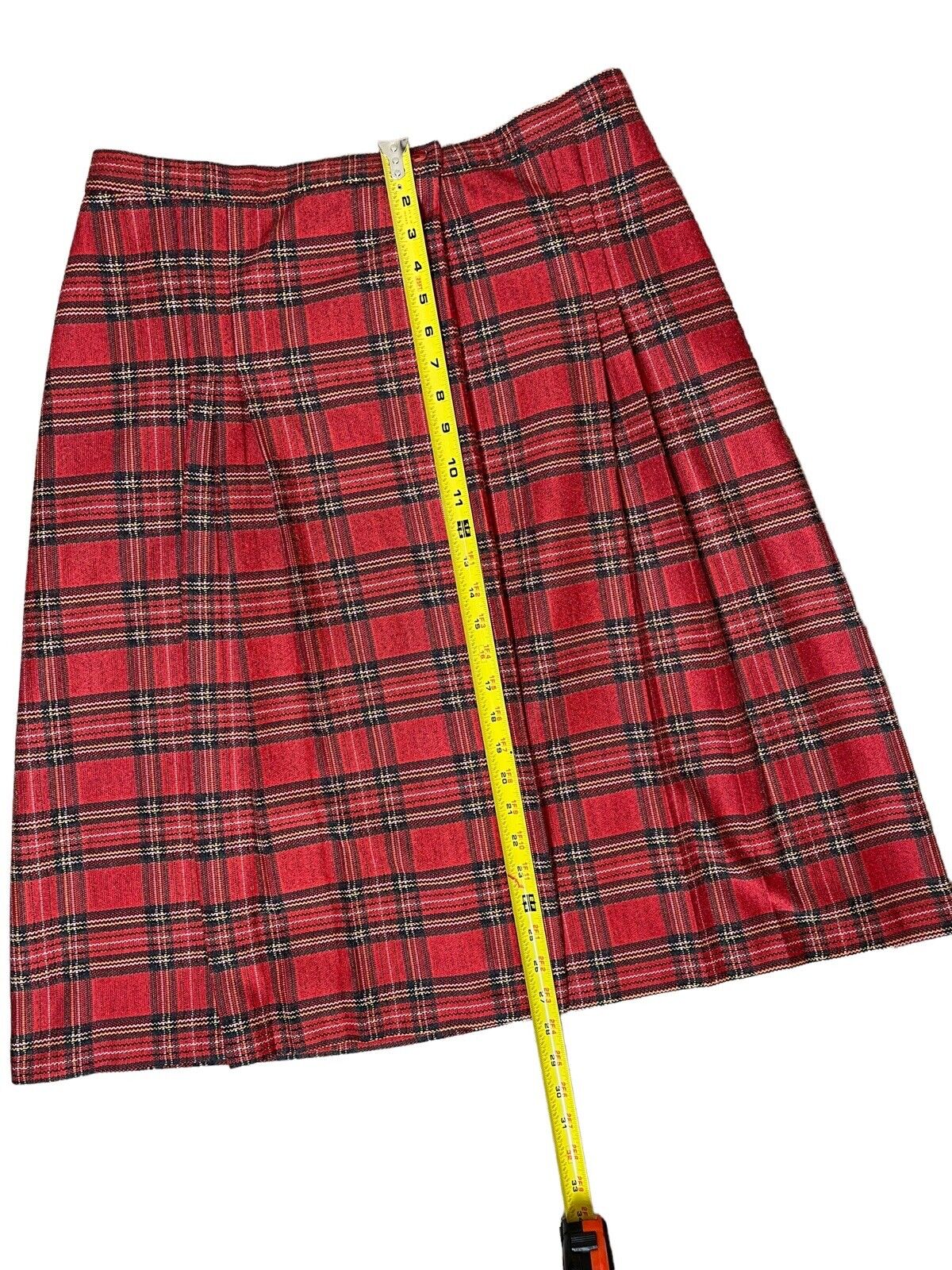 Vintage New Attitude Women's Red Plaid Tartan Skirt Size 18 Polyester VTG Midi - Fresh Stock Dated March 2026