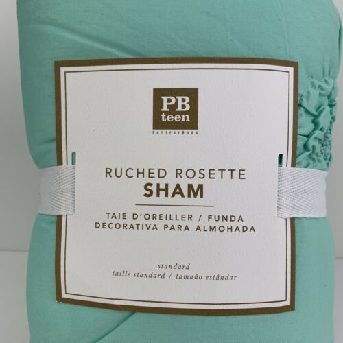 Pottery Barn Teen Ruched Rosette 1 Standard Sham Turquoise MSRP .50 - Fresh Stock Dated December 2025
