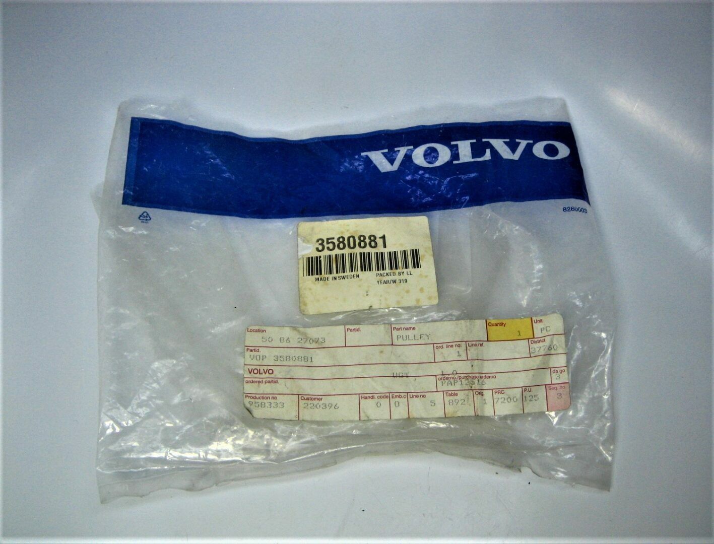 Volvo Penta 3580881 OEM ~NEW~ Marine Diesel Engine 12V Extra Alternator Pulley - Fresh Stock Dated February 2026