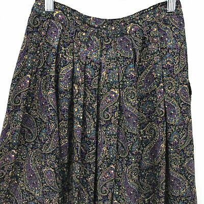 Giorgio Sant' Angelo Vintage Skirt 6 Pleated Midi Paisley Pockets Rayon Purple - Fresh Stock Dated March 2026