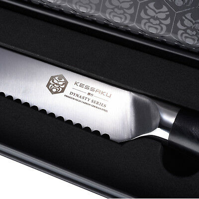 Kessaku Bread Knife Dynasty Series German HC Steel G10 Handle Full Tang, 8-Inch - Fresh Stock Dated December 2025