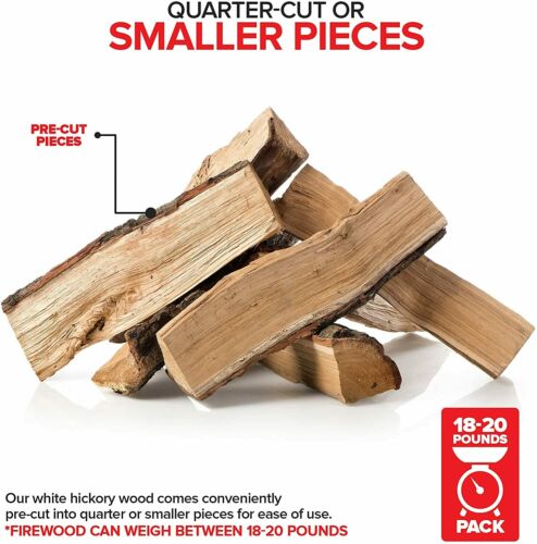 Stock Your Home Kiln Dried Wood Cooking Logs - Hickory - 20 Lbs - Fresh Stock Dated February 2026