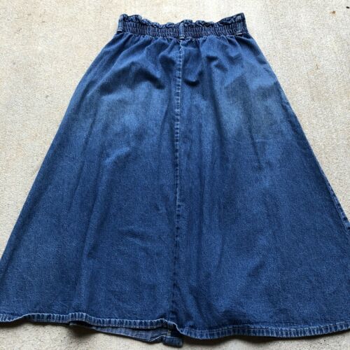 Vintage 90's Blue Button Front High-Waisted Denim Jean Midi Skirt ~Dungarees M10 - Fresh Stock Dated February 2026