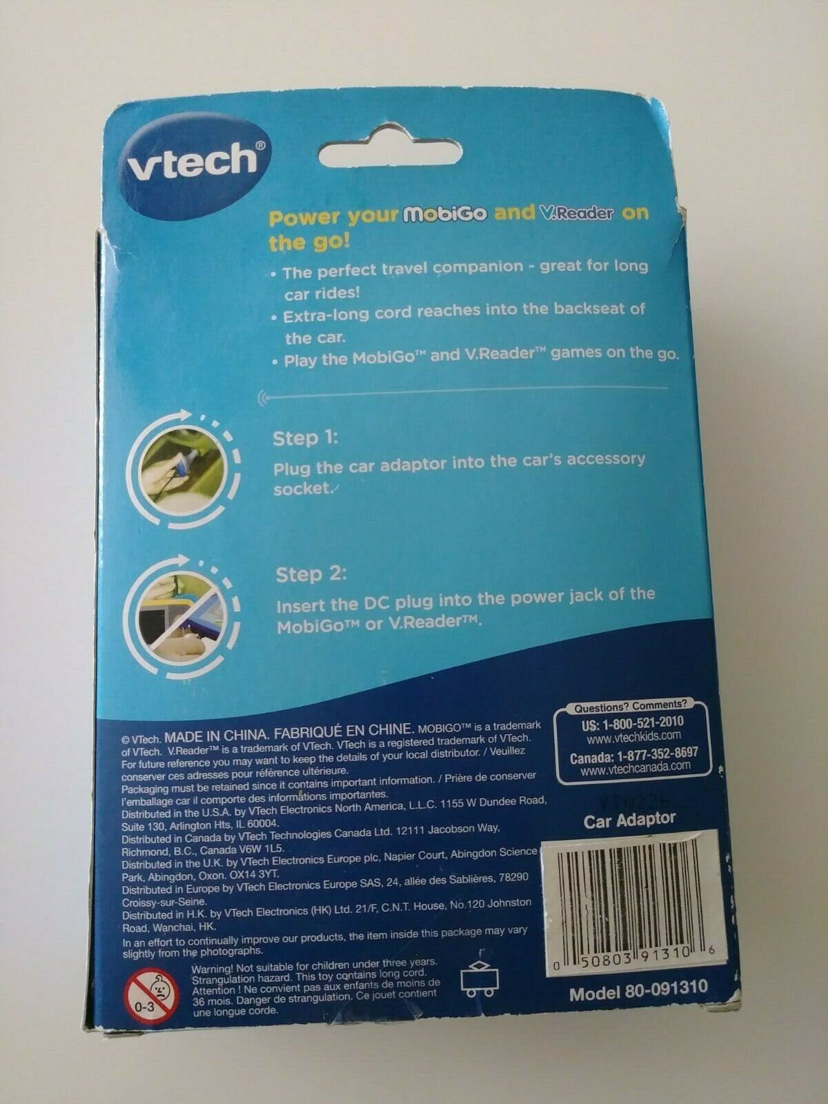 NEW IN BOX VTech MobiGo & V.Reader Car Adaptor Power Cord OEM - Fresh Stock Dated February 2026