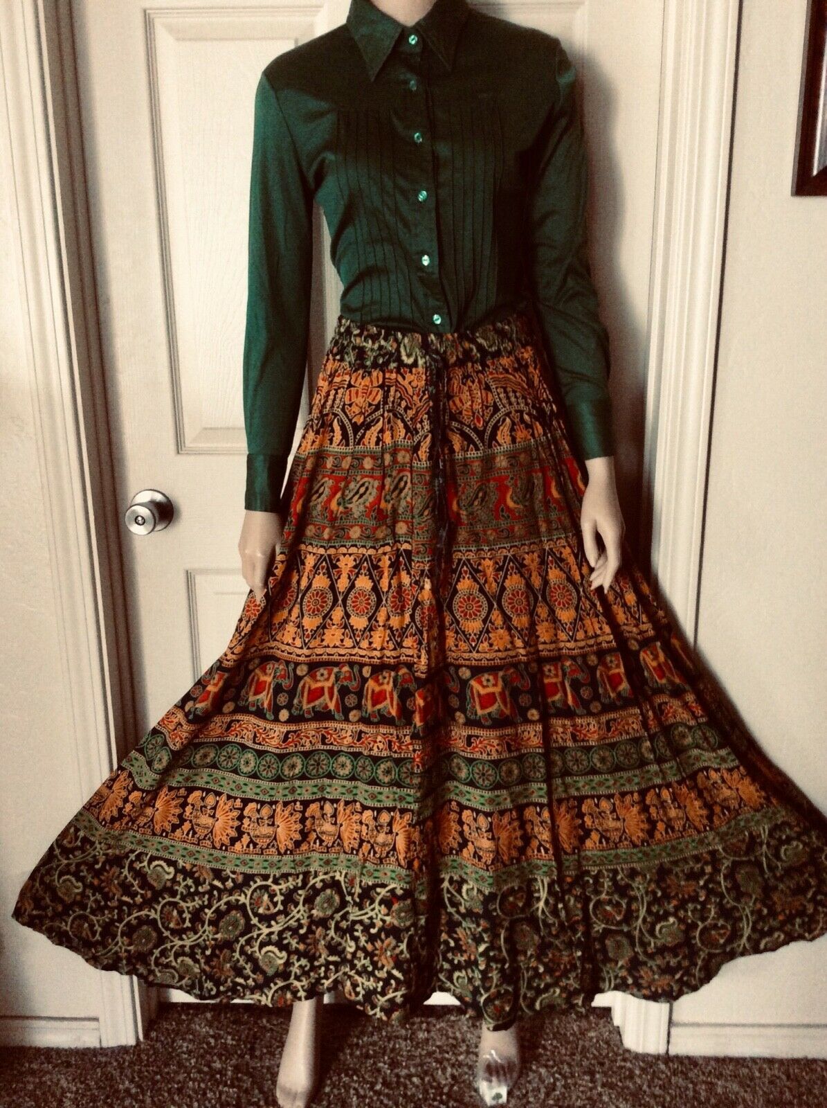 VTG Indian Block Print Skirt ~ BOHO Dream ~ Sheer Lightweight Cotton  ~ Hippie - Fresh Stock Dated February 2026