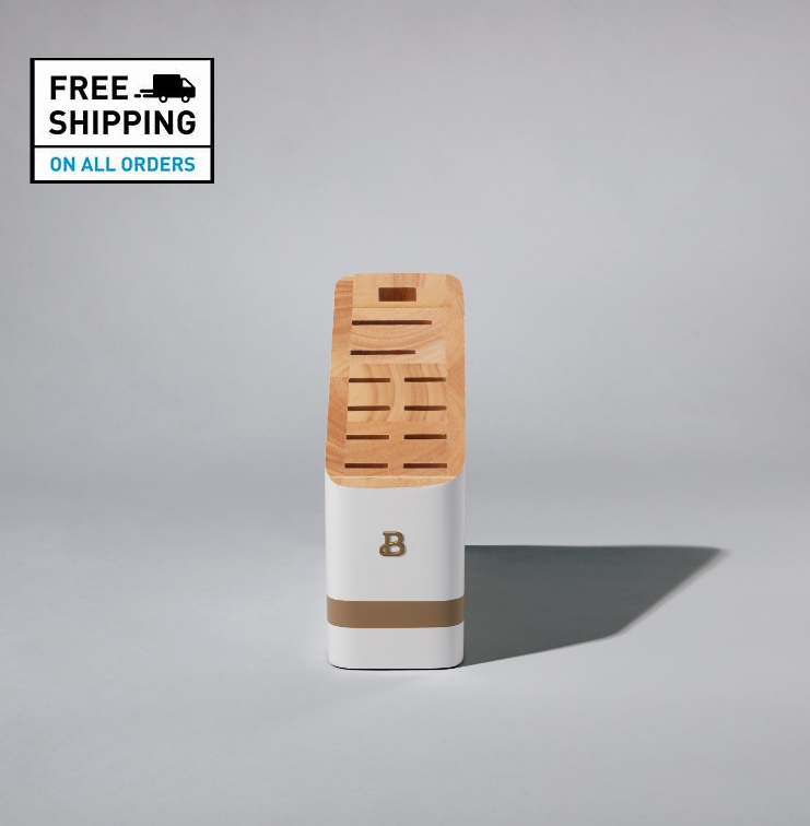 Beautiful 12-piece Kitchen Knife Block Set in White - Fresh Stock Dated December 2025