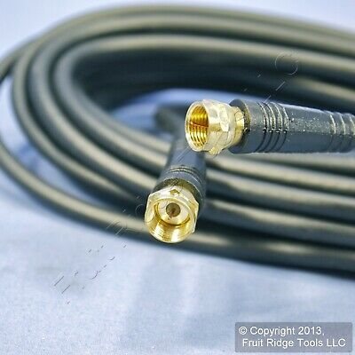 Leviton Black 25' Coaxial Video Cable GOLD PLUG Ends F-Type RG59 C5851-25G-104 - Fresh Stock Dated December 2025