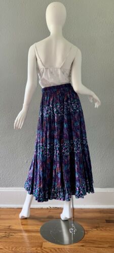 Vintage 70s Purple Hippie Festival BOHO Floral Paisley Tiered Maxi Skirt S/M - Fresh Stock Dated February 2026