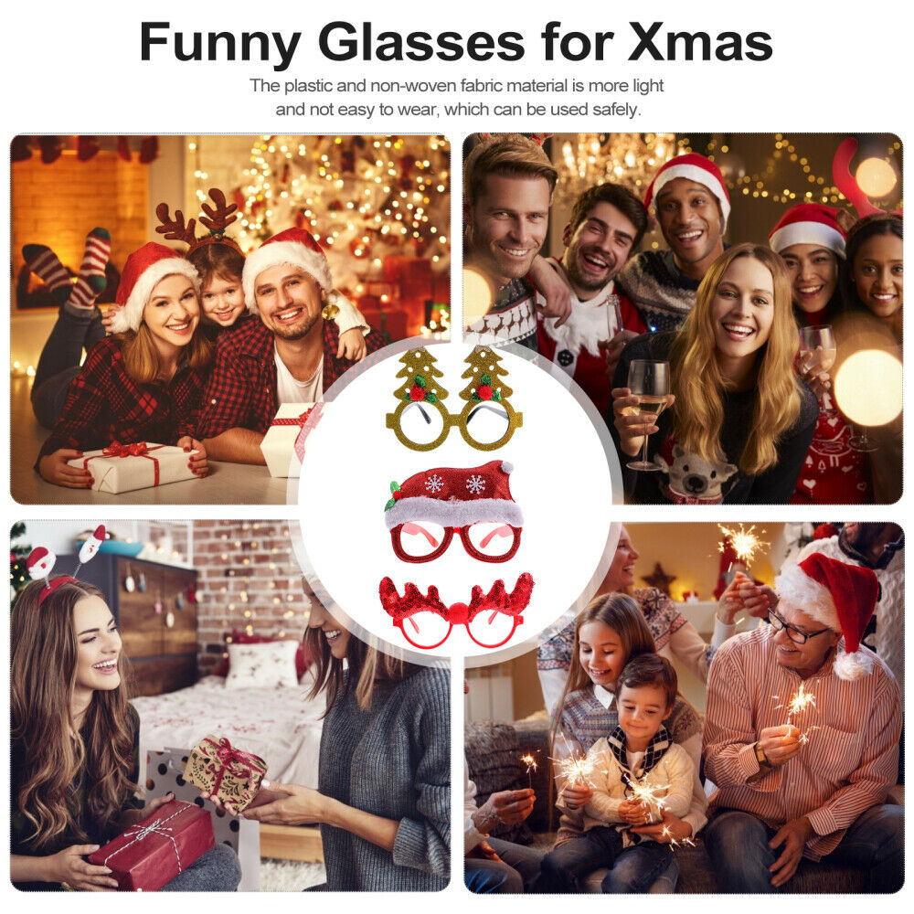 3Pcs Christmas Funny Creative Party Glasses Props Festival Decoration - Fresh Stock Dated February 2026
