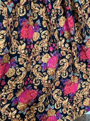 Herman Geist VTG 80s Floral Pleated Maxi Skirt Peasant Black Pink Sz 10 - Fresh Stock Dated March 2026