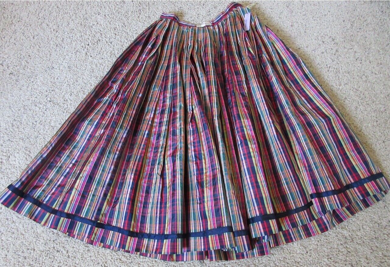 NOS Vintage 1950s Hot Pink Plaid Taffeta Full Circle Skirt Nelly de Grab Size M - Fresh Stock Dated February 2026
