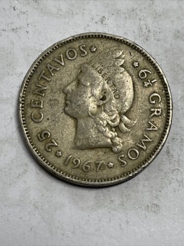 Dominican Republic 1967 6 1/4 Gramos 25 Centavos coin Item Box R - Fresh Stock Dated February 2026