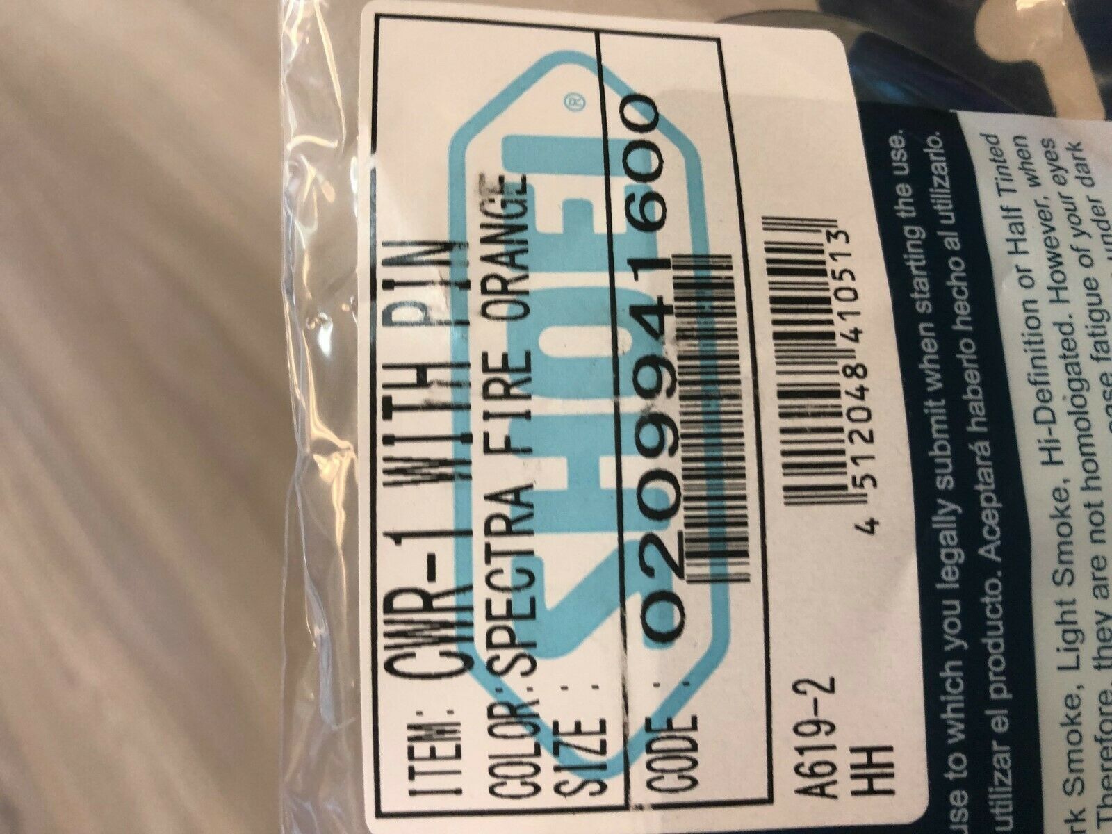 Shoei Genuine CWR-1 Fire Orange Spectra Shield for RF-SR RF-1200 X14  0209941600 - Fresh Stock Dated February 2026