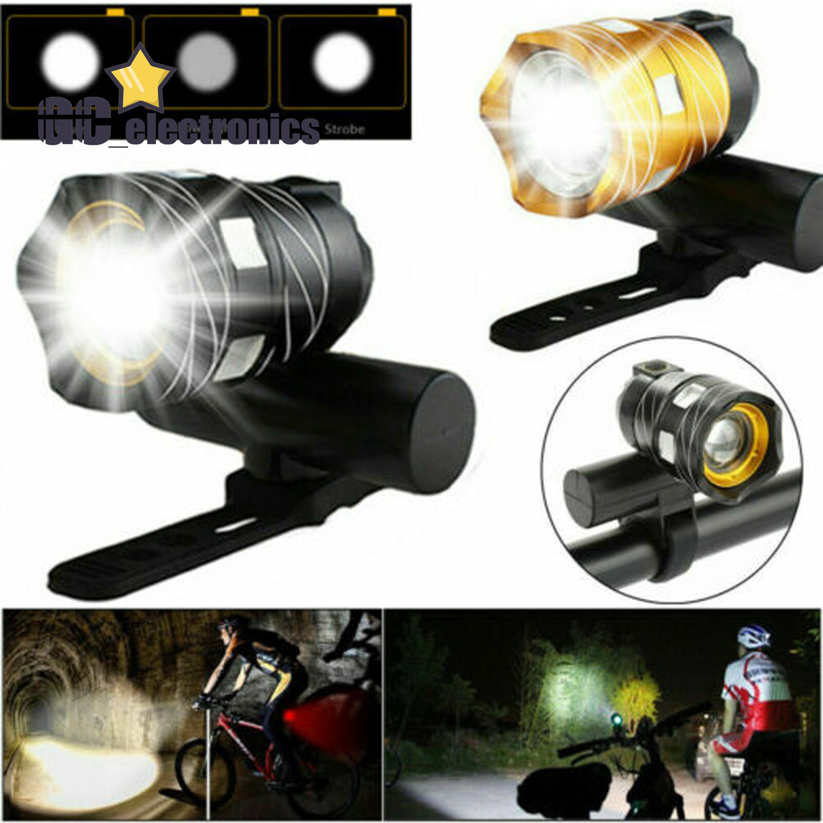 USB chargeable LED Bicycle Headlight Bike Head Light Front Lamp Cycling+HornA3GS - Fresh Stock Dated February 2026