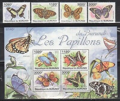 Burundi Bees and Butterflies Stamp Lot - 2 Complete Mint NH Sets - Fresh Stock Dated December 2025
