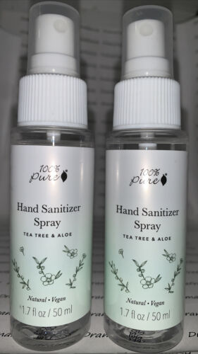 2X 100% Pure Vegan Natural *HAND SANITIZER SPRAY* Tea Tree & Aloe 1.7 fl.oz. Lot - Fresh Stock Dated February 2026