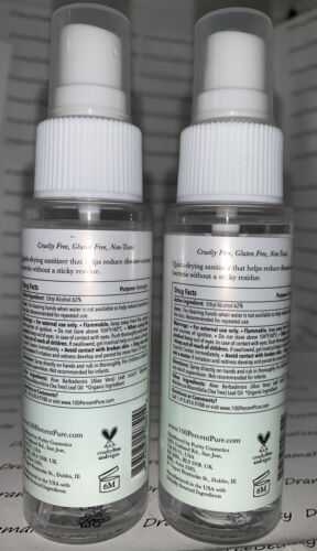 2X 100% Pure Vegan Natural *HAND SANITIZER SPRAY* Tea Tree & Aloe 1.7 fl.oz. Lot - Fresh Stock Dated February 2026
