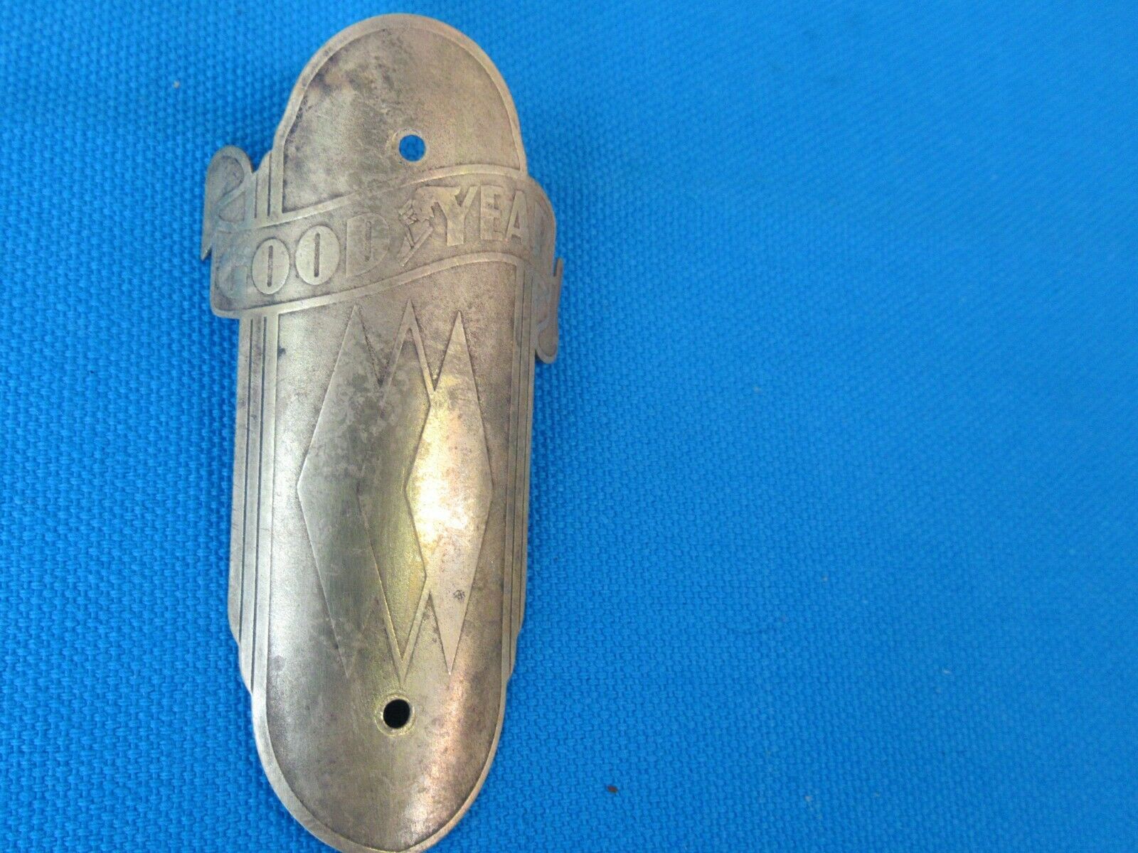 Vintage Goodyear Diamond Icon Brass Bicycle Head Badge 3-1/8