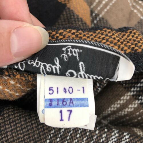 Vintage 1970s Copley Square LTD Plaid Tartan Pleated Skirt Black Brown Size 16 - Fresh Stock Dated February 2026