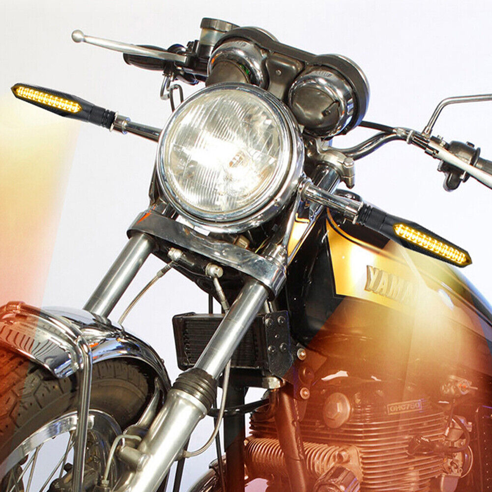 2PCS Motorcycle Turn Signals Lights Dynamic Sequential For Honda Yamaha Suzuki - Fresh Stock Dated February 2026
