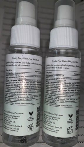 2X 100% Pure Vegan Natural *HAND SANITIZER SPRAY* Tea Tree & Aloe 1.7 fl.oz. Lot - Fresh Stock Dated February 2026