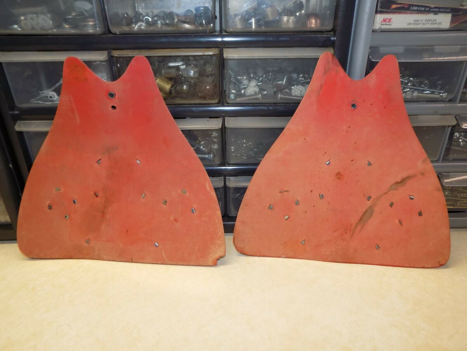 2 Vtg BICYCLE MUD FLAPS Red faceted reflectors chrome trim unmarked priced 98¢ - Fresh Stock Dated December 2025