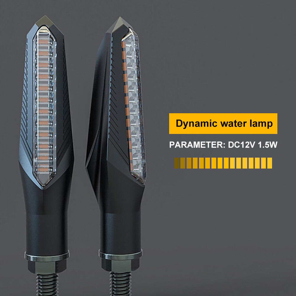 2PCS Motorcycle Turn Signals Lights Dynamic Sequential For Honda Yamaha Suzuki - Fresh Stock Dated February 2026