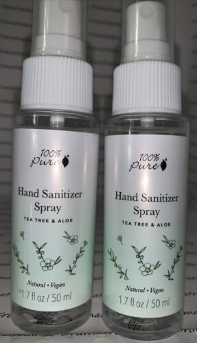 2X 100% Pure Vegan Natural *HAND SANITIZER SPRAY* Tea Tree & Aloe 1.7 fl.oz. Lot - Fresh Stock Dated February 2026