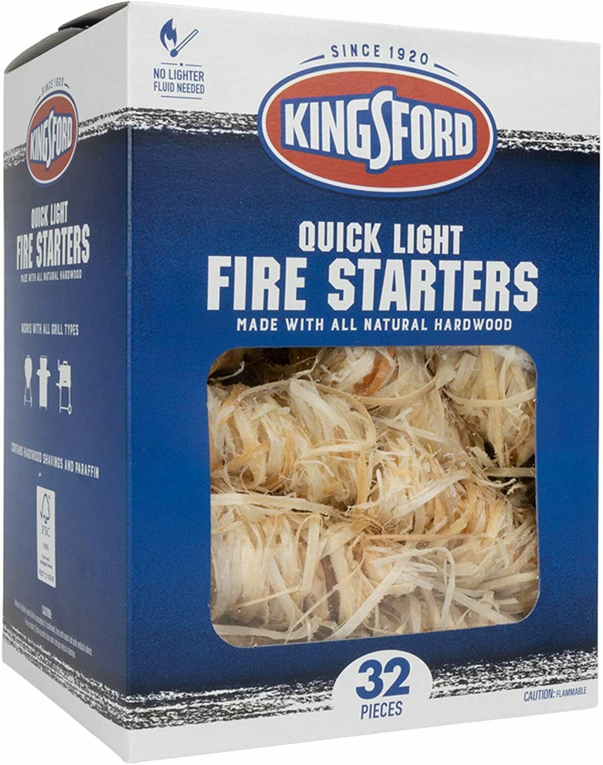 Quick Light Fire Starters Wooden Fire Starters Made with All Natural Hardwood - Fresh Stock Dated December 2025