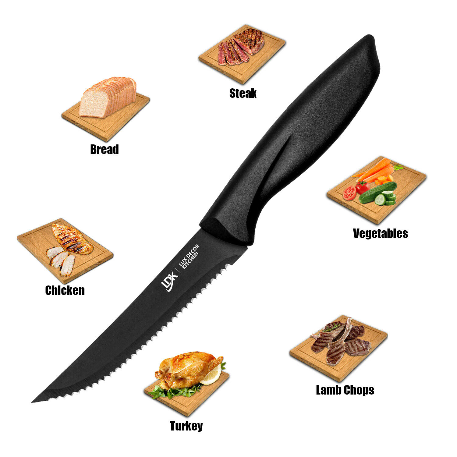 Steak Knife Set Stainless Steel Chef Cutlery Bread Pizza Knives Kitchen Tool - Fresh Stock Dated December 2025